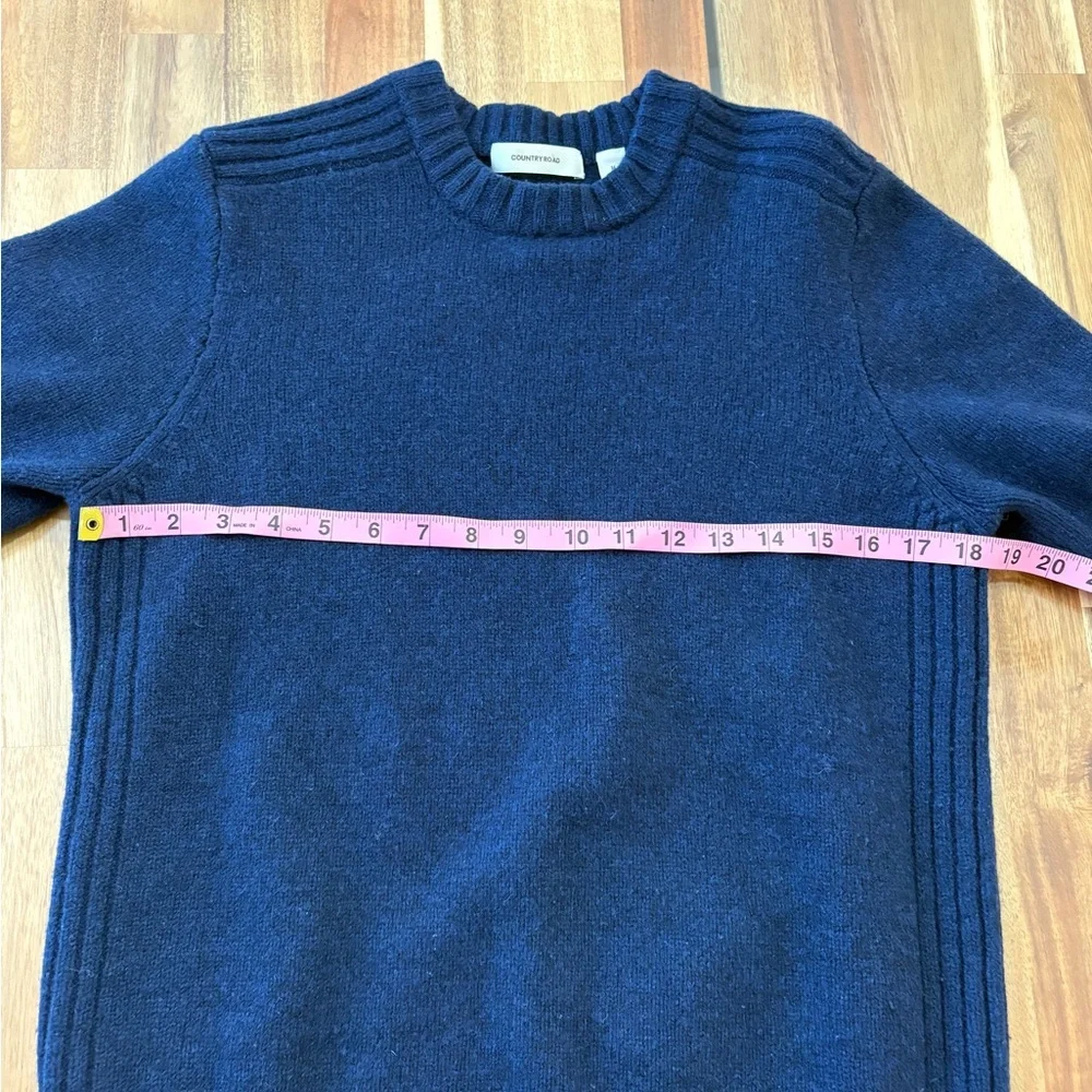 Sz M Country Road Men's Dark Blue Navy Crewneck Heavy Sweater 100% Lambswool